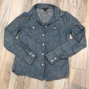 AE Denim button down size SM back lace accent